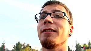 bearded dude seduces milf on sofa