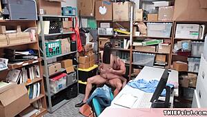 OMG, this extra cute petite 18+ teen got her pussy roughed up by mall cop!