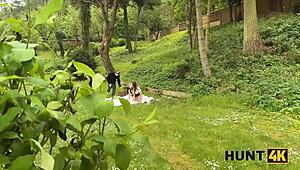 Czech hunter bangs girlfriend in pantyhose group watching