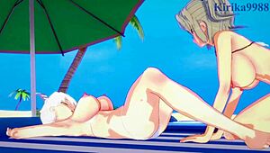 Imu And Miyabi In Intense Lesbian And Futanari Sex From Senran Kagura Hentai