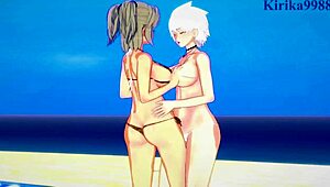 Imu And Miyabi In Intense Lesbian And Futanari Sex From Senran Kagura Hentai
