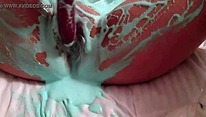 Oily Wife Spreads Wide for Messy Dildo Fuck in Boots