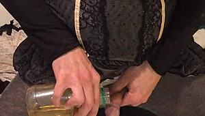 Dirty Old Drunk Soaked in Golden Piss Shower