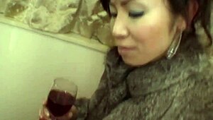 Naughty Japanese babe with perfect tits masturbates in steamy shower