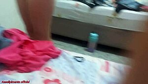 my stepmother changes clothes next to me, i record her but get caught