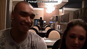 Titted Brunette Meets And Gets Fucked Hard In Public!