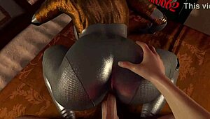 Twins banging hard in Atomic Heart 3D animation scene.