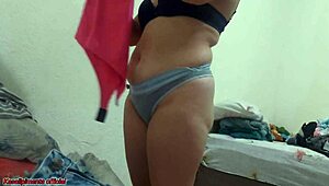 my stepmother changes clothes next to me, i record her but get caught