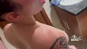 Colombian Slut Fucks Big Cock In Bathroom