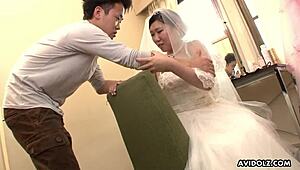 Japanese Emi Koizumi drilled hard in wedding dress uncensored