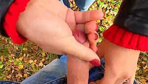 Caught Jerking Off in Forest by Cute Teen Nata Sweet