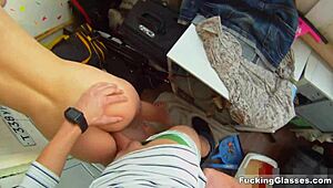 fucking glasses - teeny dania drilled hard on a balcony pov