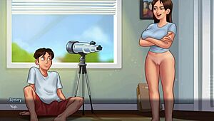 In Summertime Saga, step sis Jenny gets her pussy eaten out on the bed and cums hard.