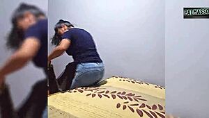 Stranger Breaks Petite Hairy Pussy in All Positions