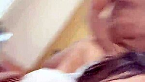 Penetrating and fingering my stepdaughter, she squirts hard the little brunette.