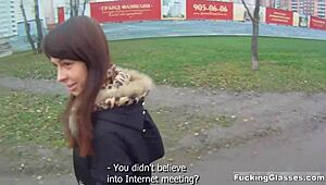 fucking glasses - teeny dania drilled hard on a balcony pov