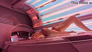 beautiful girl masturbates in solarium cam till orgasm 😍