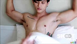 asian gay hunk shooting scene