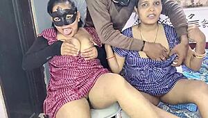 Indian Threesome with Devrani-Jethani Pussy Licking and Hard Fucking