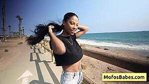 Ebony pornstar Eden West seduces Charles Dera with her big natural tits and shaved pussy.