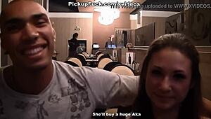 Titted Brunette Meets And Gets Fucked Hard In Public!