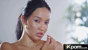 Asian beauty gets a deepthroat surprise in 5kporn video