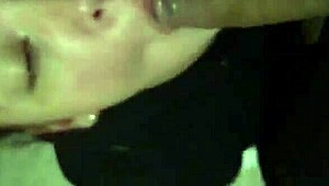 Big black cock cumshot in eye, nasty threesome action