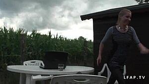 Cindy Picardie gets intense in the garden with wild action.