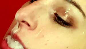 Wacky Peach Gets Sperm Load on Her Face Swallowing All the Cream in POV Blowbang