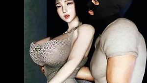 Damn! Hentai 3D bandit bangs young girl hard!