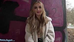Public Blonde Brit Babe POV Blowjob Outside