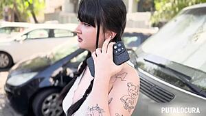 Brunette Big Tits Spanish Girl Swallows Boyfriend's Cum Caught