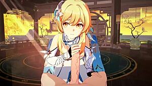 Genshin Impact cowgirl riding big tits.