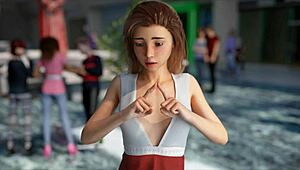 3D cartoon of a MILF getting a blowjob from a master
