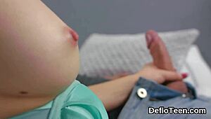 lovely teen marusya proves virginity while sucking cock at casting