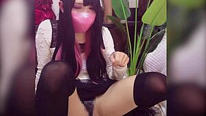 I Can't Believe This Cat-Eared Crossdresser Masturbates Live in String Panties!