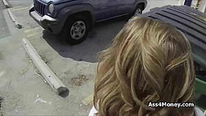 Banging Huge Titty Broke Teen in a Public Parking Lot