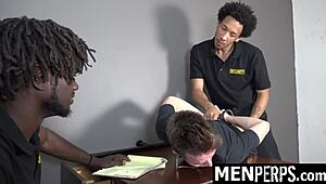 Two Gay Mall Guards Punish Young 18+ Twink for Stealing