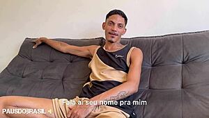 the twink with a monster cock masturbates solo