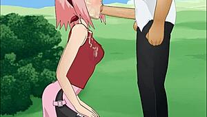 Naruto Sakura Haruno Deepthroat Action
