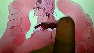 Pies de anime cubiertos en corrida pegajosa tributo