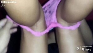 Petite teen spreads her Mexican ass for anal creampie