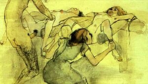 vintage erotic illustration with a seductive anime twist