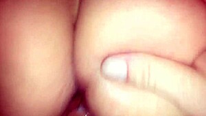 Girl strokes my cock for creampie