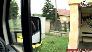 this brunette milf got a wild outdoor creampie in a hardcore mmf threesome