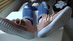 kristy's fresh sneakers spark wild fetish close-up action