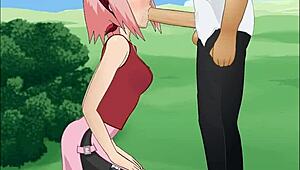 Naruto Sakura Haruno Deepthroat Action