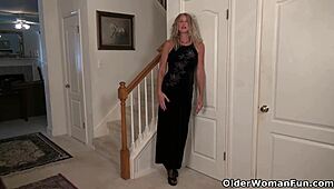 An Older Woman Means Fun in Nylon Striptease Part 117