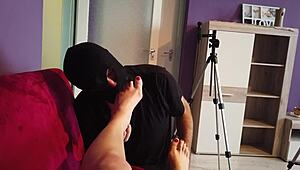 worshiping nylon stockings and bare feet in milf video