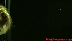 lezdom milf fingerfucks caged submissive in glamour bdsm domination